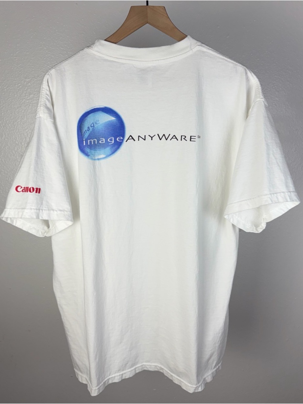 Vintage Canon Camera Image Anyware Anywhere Japan Promo 90’s Y2K T Shirt Size XL